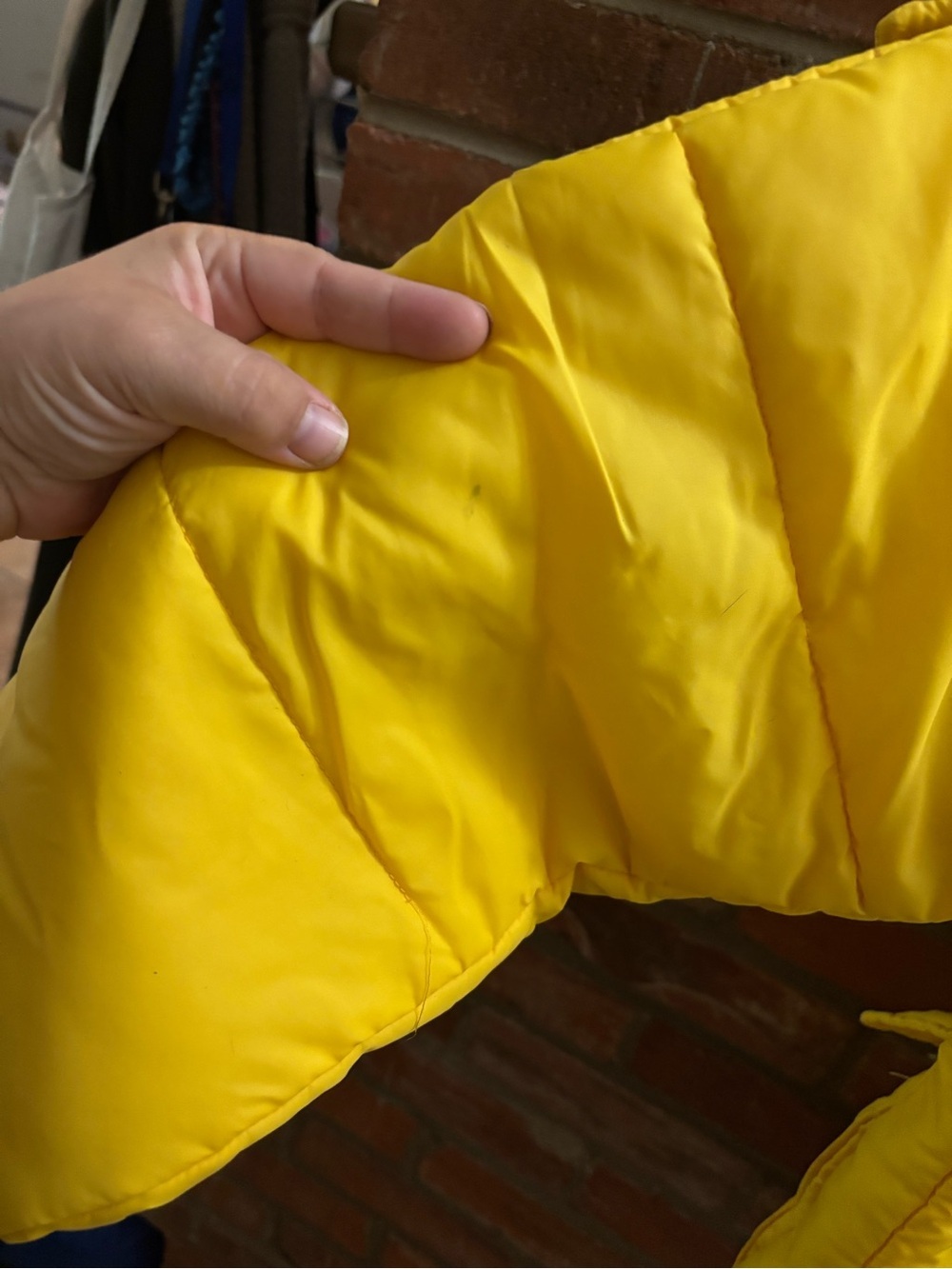 Vintage 80s Swingster Blank yellow Nylon Puffer Coat Jacket Large USA *FLAW - Picture 8 of 9